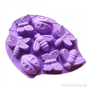JLHua 2 PCS Insect Silicone Cake Chocolate Mold Pan-Lady Bugs Butterflies Bees and Dragonflies Random Color - B01EMGA4TO